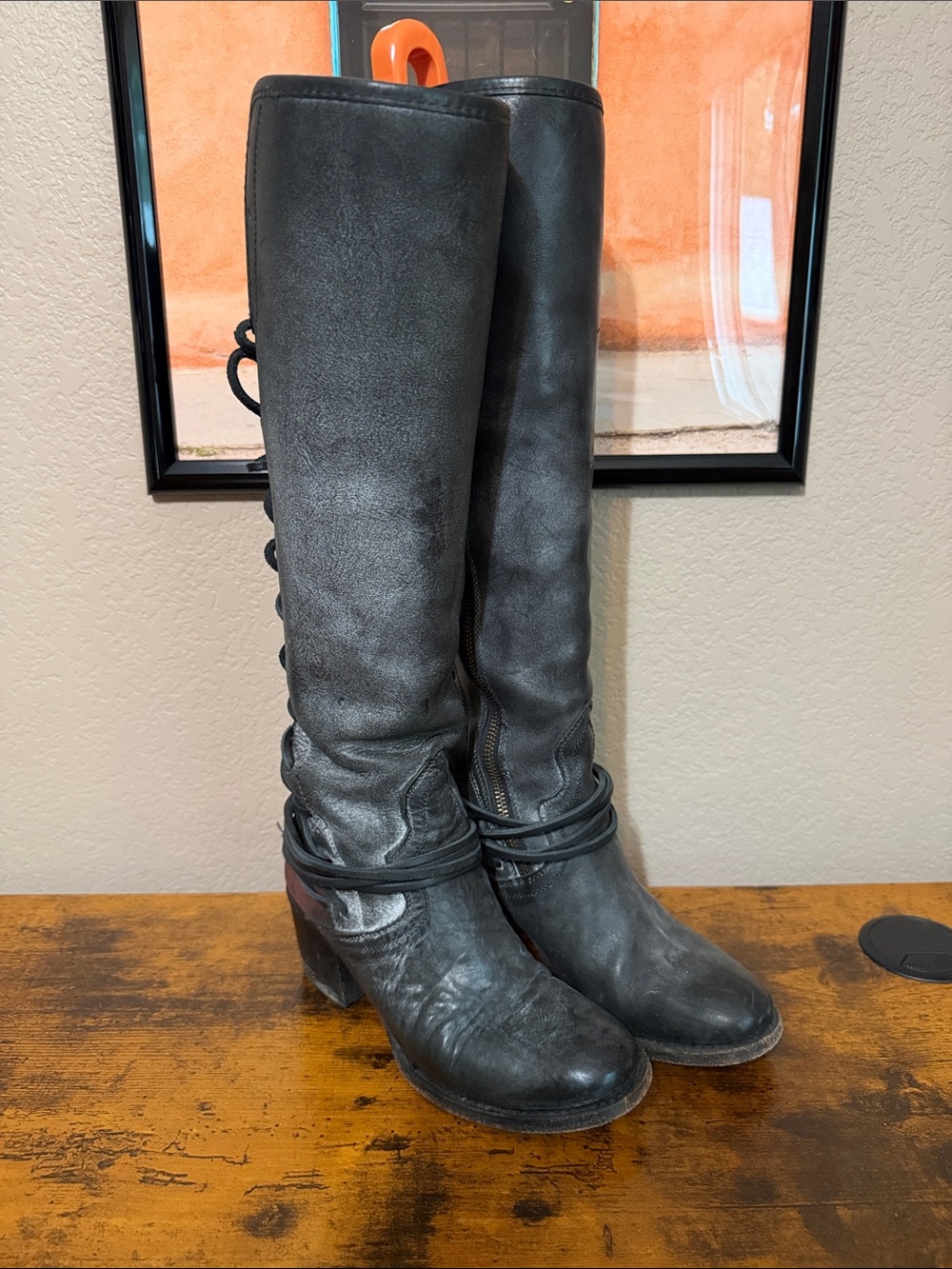 Freebird by Steven Coal Tall Black Leather Boots sz 7